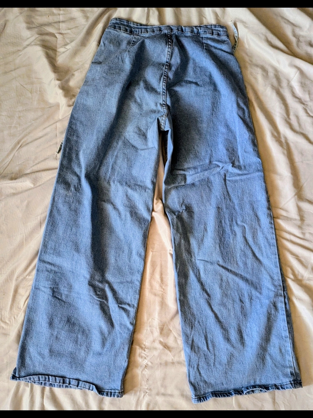 BNWOT, Size Med, Light Blue Lace-Up Details Wide Leg Jeans - Picture 10 of 12